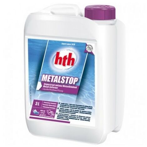 Séquestrant métaux piscine HTH MetalStop liquide 3L – Prévention rouille fer, cuivre, manganèse – Compatible tous filtres – Non moussant