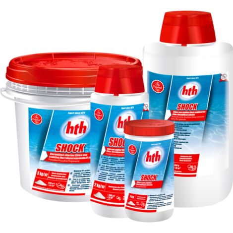 HTH – Chlore choc en poudre 2 kg – Hypochlorite de calcium 75% – Chloration rapide sans stabilisant – Compatible avec tout équipement de filtration