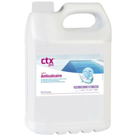 Anti-calcaire liquide 5 litres – Détartrant pour piscine – Prévention des incrustations – Protection contre la corrosion – CTX