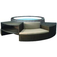 Netspa – Spa rigide 6 places Ø 184 cm – 88 buses de massage – Réchauffeur jusqu'à 42°C – Mobilier 5 modules inclus – Confort haut de gamme