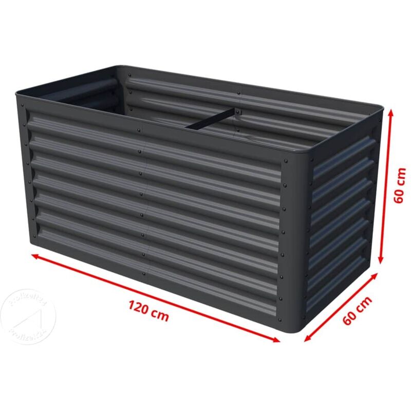 Produktbild von PRIMEYARD Hochbeet Luca, Anthrazit – 120x60x60 Cm, Stahlkonstruktion, Pulverbeschichtet & Witterungsbeständig