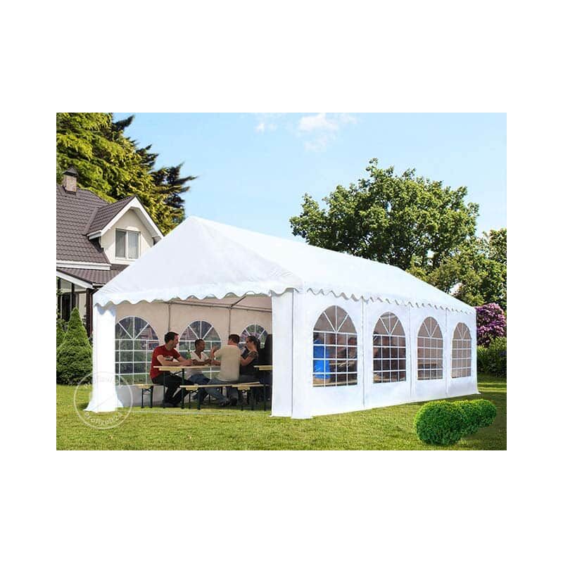 TOOLPORT Festzelt 4x8 M – Schwerentflammbare PVC-Plane 750 N, Vollverzinkter Stahlrahmen Mit Bodenrahmen | Perfekt Für Feste & Events