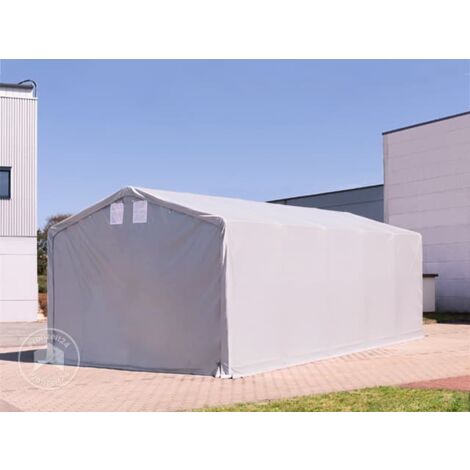 Zelthalle 8x12 m Lagerzelt mit 4,0x3,6 m Tor, PVC 850 N Lager Zelt grau
