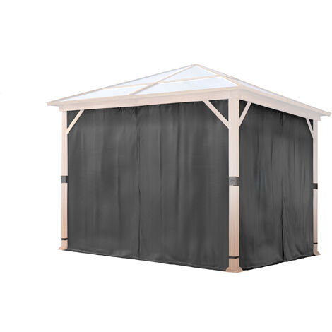 TOOLPORT 4 Seitenteile für Gartenpavillon Forest Deluxe 3x3 m - Polyester ca. 180 g/m² - mit Reißverschluss - grau