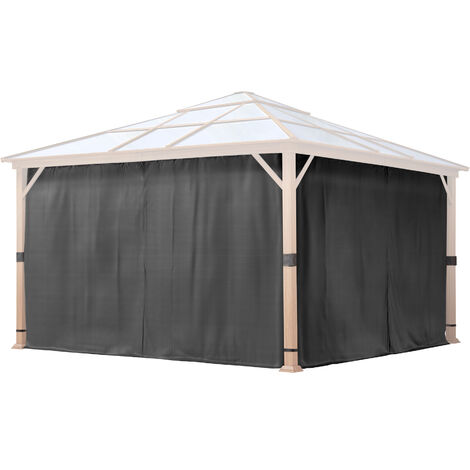 TOOLPORT 4 Seitenteile für Gartenpavillon Forest Deluxe 4x4 m - Polyester ca. 180 g/m² - mit Reißverschluss - grau (1/5)