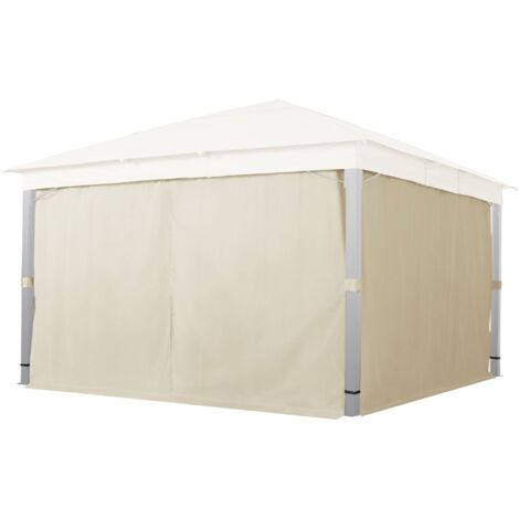 TOOLPORT 4 Seitenteile für Gartenpavillon Sunset Premium 4x4 m - Polyester ca. 180 g/m² - mit Reißverschluss - champagner