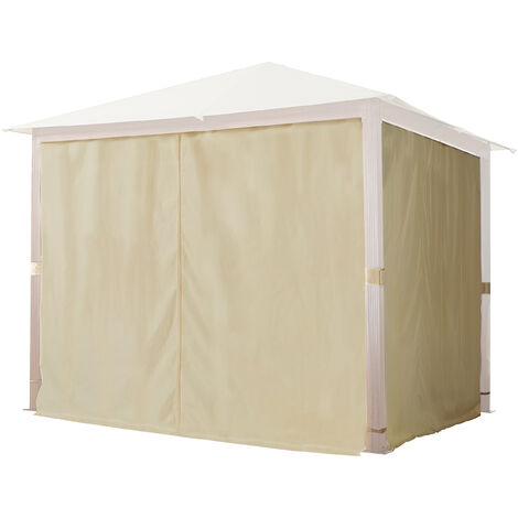 TOOLPORT 4 Seitenteile für Gartenpavillon Forest Premium 3x3 m - Polyester ca. 180 g/m² - mit Reißverschluss - champagner