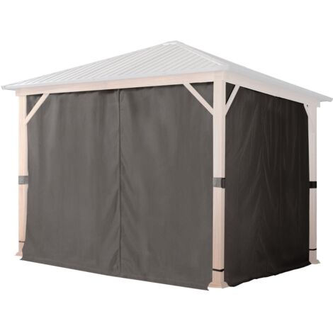 TOOLPORT 4 Seitenteile für Gartenpavillon Forest Superior 3x3 m - Polyester ca. 180 g/m² - mit Reißverschluss - grau