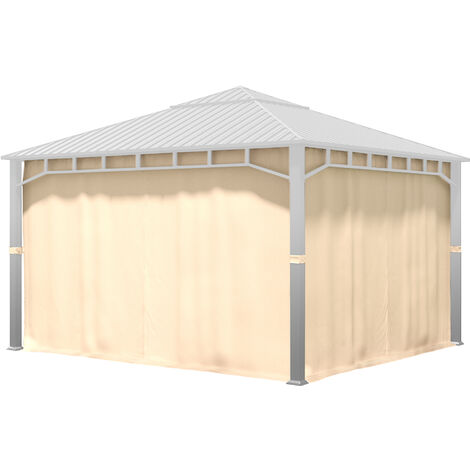 TOOLPORT 4 Seitenteile für Gartenpavillon Sunset Superior 4x4 m - Polyester ca. 180 g/m² - mit Reißverschluss - champagner