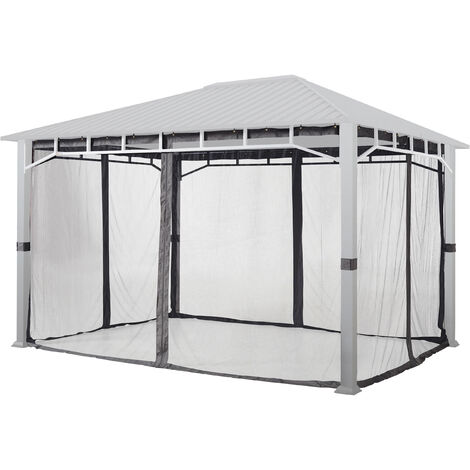 TOOLPORT Moskitonetz für Gartenpavillon Sunset Superior 3x4 m - Polyester - Insektengitter mit Reißverschluss - grau