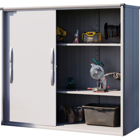 GFP Geräteschrank Metall 210x75x191 cm Gartenschrank wetterfest mit