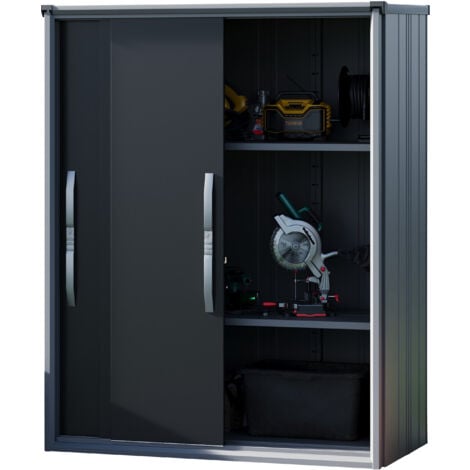 GFP Geräteschrank Metall 150x75x191 cm Gartenschrank wetterfest mit