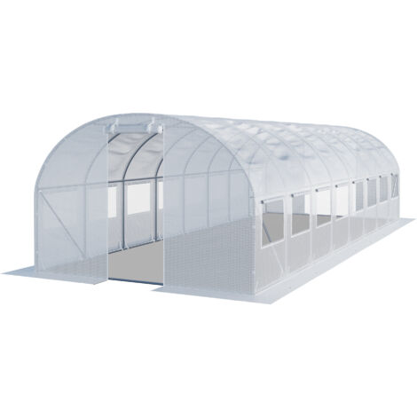TOOLPORT Foliengewächshaus Gewächshaus 4x8m stabil & langlebig mit Fenster - reißfeste PE Plane 180g/m² weiß transparent