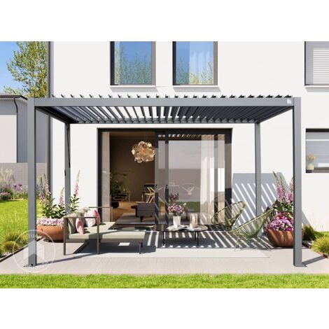 PRIMEYARD Pergola 3x4 m AluminiumPfosten mit Lamellendach aus Stahl