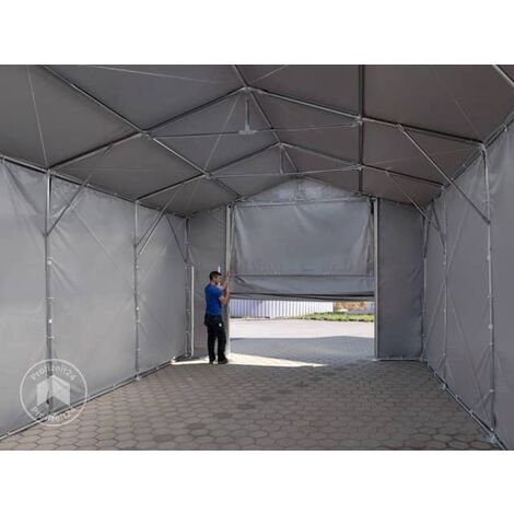 Lagerzelt / Zelthalle 6x12 M Mit Schiebetor – PVC Plane 850 N Reißkraft, 4 M Seitenhöhe, Wasserdicht, Für Garten, Werkstatt & Lager