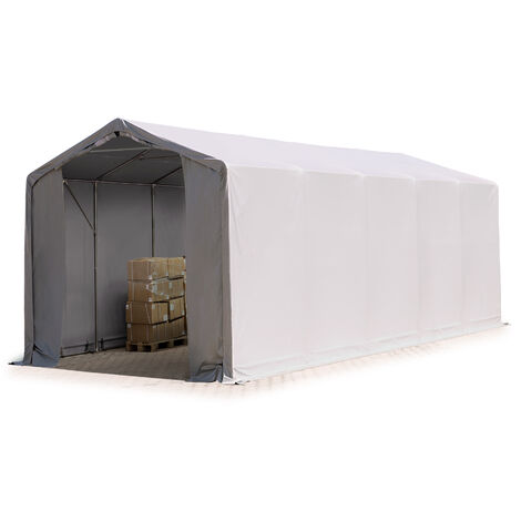 Zelthalle 4x12m Lagerzelt Industriezelt 3m Seitenhöhe PVC Plane 850 N grau 100% wasserdicht Ganzjahreszelt mit Reißverschlusstor (1/5)