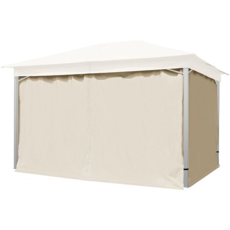 4 Seitenteile für Gartenpavillon Sunset Classic 3x4 m - Polyester ca. 180 g/m² - mit Reißverschluss - champagner