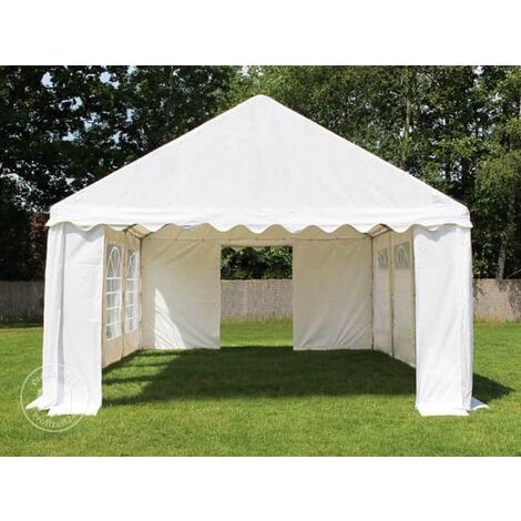 Partyzelt 4x8 M – Wasserdichte PVC-Plane (560 G/m²), Stahlrohr-Konstruktion, In Weiß-blau