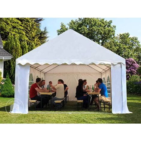 Stabiles Partyzelt 4x6 M – Professionelles PVC 500 G/m², Pulverbeschichtetes Stahlgestänge, Wasserdicht, Beige, Modular & Erweiterbar