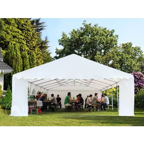 Das Company Partyzelt 6x12m – PVC-Plane 560 G/m², Weiß-grau, Mit Stahlrohrkonstruktion, Für Garten & Events