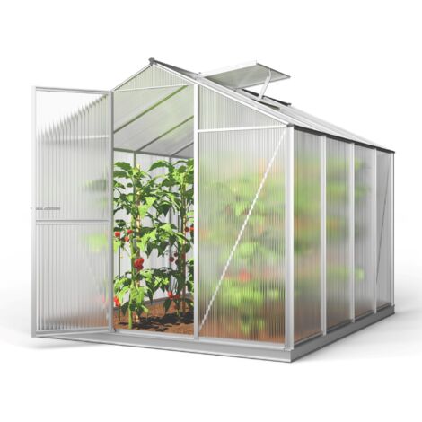 GFP Gewächshaus ECO-Star 4 Alu-Rahmen 192x256 cm 8 mm Doppelstegplatten, mit Fundamentrahmen automatischer Fensteröffner
