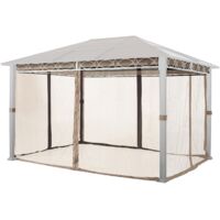 TOOLPORT Moskitonetz für Gartenpavillon Rendezvous Deluxe 3x4 m - Polyester - Insektengitter mit Reißverschluss - cappuccino