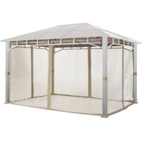 TOOLPORT Moskitonetz für Gartenpavillon Sunset Deluxe 3x4 m - Polyester - Insektengitter mit Reißverschluss - champagner