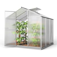 GFP Gewächshaus ECO-Star 3 Alu-Rahmen 192x192 cm 6 mm Doppelstegplatten, mit Fundamentrahmen automatischer Fensteröffner