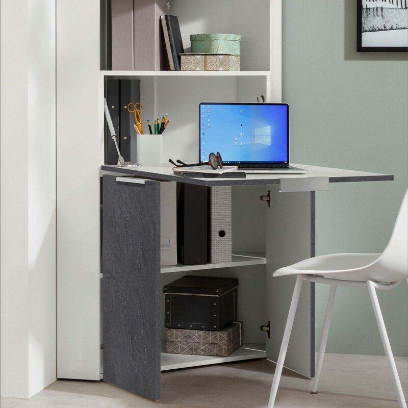 Costway bureau informatique en forme l 168 x 168 cm, bureau d'angle avec  tiroirs, armoire et plateau pour clavier, poste de travail pour bureau à  domicile, style moderne (noir) - Conforama