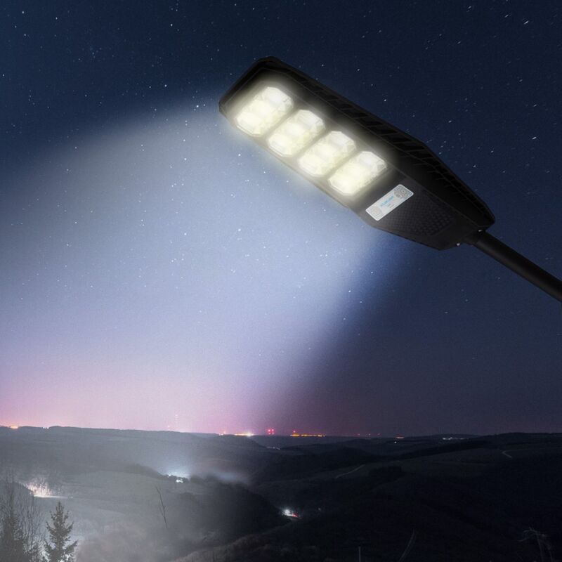 Lampadaire solaire à LED 200W avec support latéral capteur et