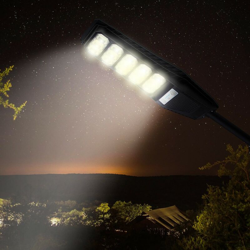 Lampadaires solaires d'extérieur 500W avec détecteur de mouvement, lumière  solaire du crépuscule à l'aube