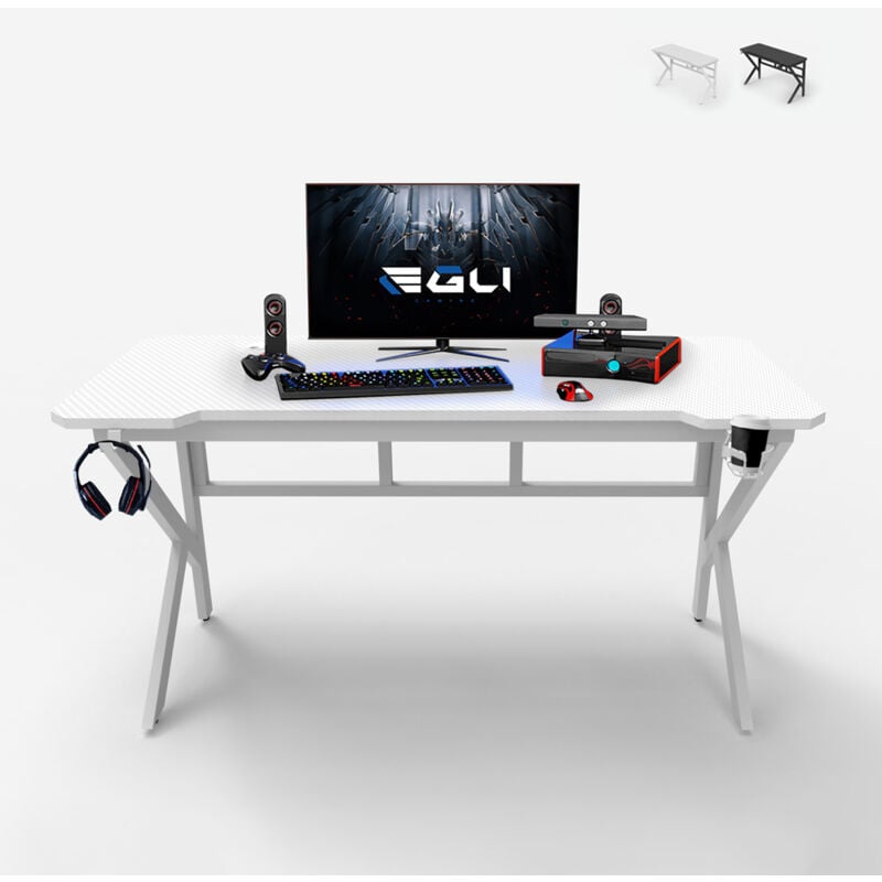 GOPLUS Bureau Gamer en Forme Z -120X60X73CM - Pieds Réglables-Table de Jeu  avec Porte-gobelet et