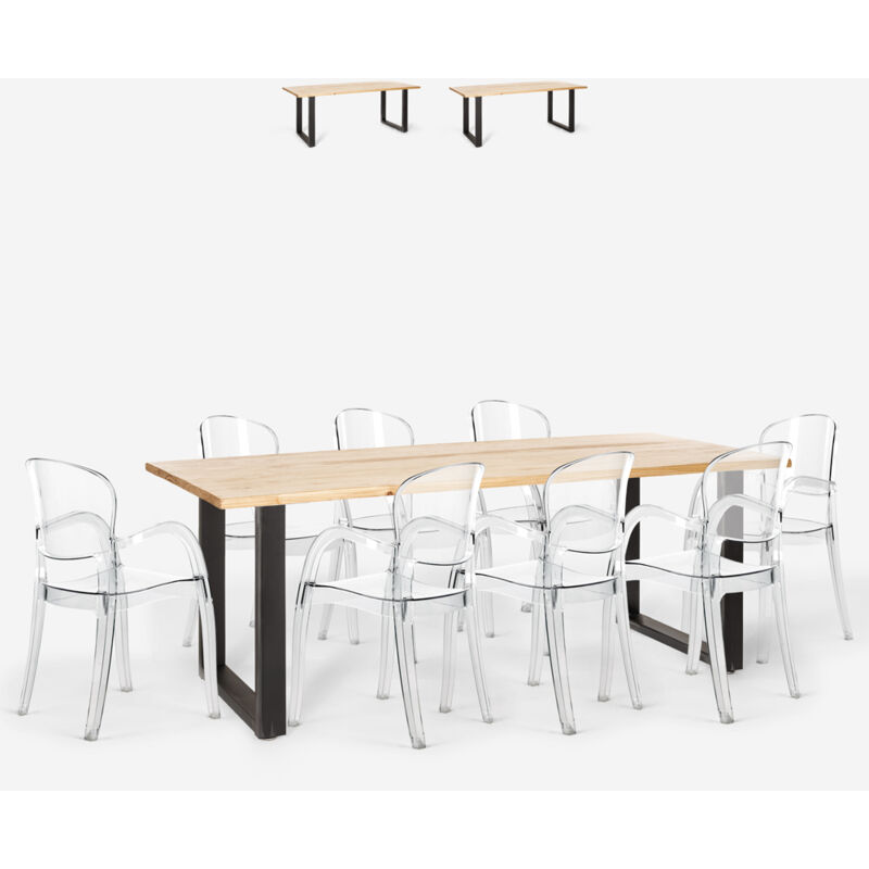 Ensemble table et chaises Giantex Table a Manger avec 4 Chaises Châssis  Métal Contemporain, Couleur hêtre