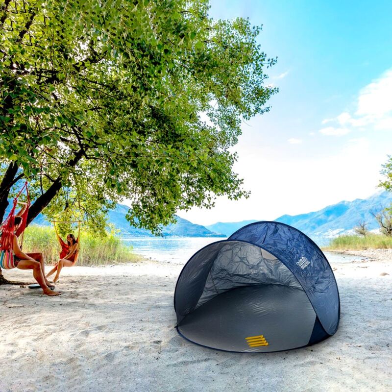 VIDAXL Tente de camping escamotable 2 personnes Bleu marine/Bleu