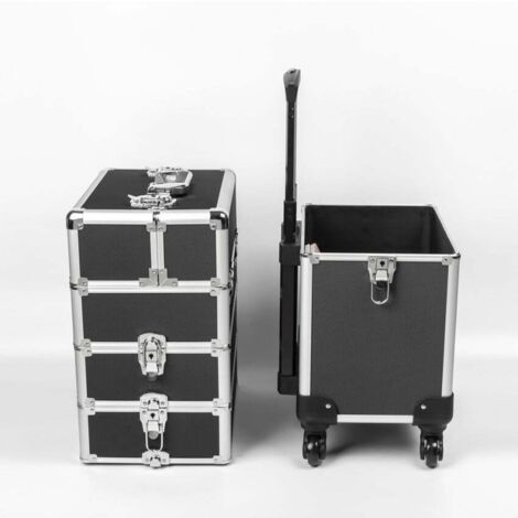 Valise Maquillage Pro 6 Roues - Mallette Coiffeuse Mobile Avec Compartiments - Table De Maquillage Portable Pour Professionnels