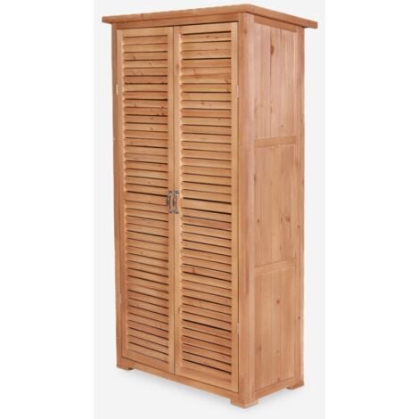 Armoire en bois de rangement pour jardin 87x45x160cm 2 portes Mallard