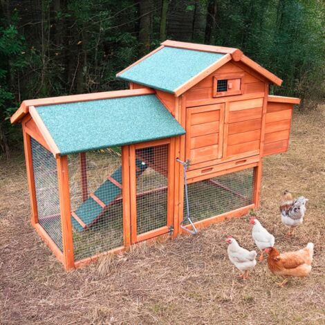 Poulailler en bois de jardin extérieur pour poules pondeuses 152x62x92 Marf