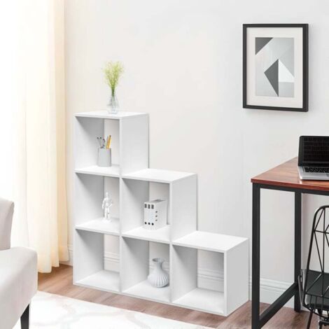 Bibliothèque En Forme D'échelle HOMCOM – 60x40x171 Cm, 3 étagères + Armoire, Chêne Et Blanc, Style Nordique - 8