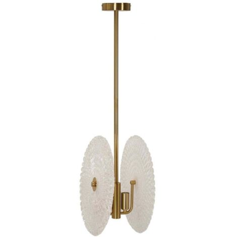 Lustre Victorien En Laiton Avec Abat-jours En Verre à Motifs Floraux De Boules Et De Campanules