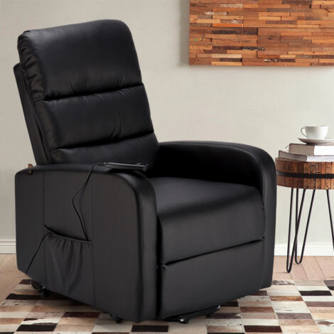 Fauteuil relax électrique inclinable avec releveur en similicuir Elizabeth Design - Noir