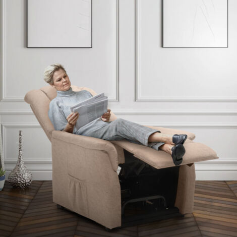 Fauteuil relax inclinable et releveur 2 Moteurs Emma Plus - Beige