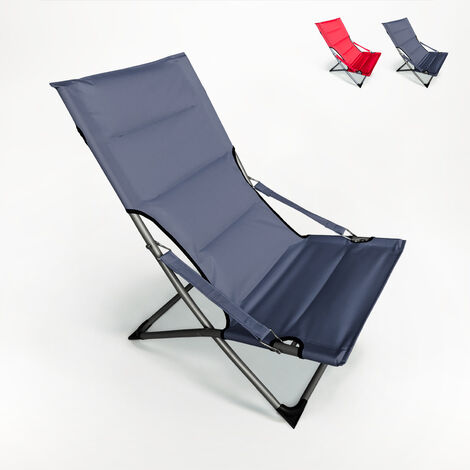 Chaise de plage relax gris avec dossier pliable transat plage soleil jardin de coffre 