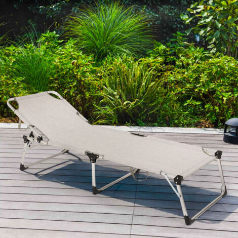 2 Bains de soleil de jardin transats piscine pliants en aluminium Gabicce  Gold - Blanc