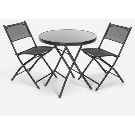 Set de table d'exterieur et 2 chaises pliantes en aluminium Laver