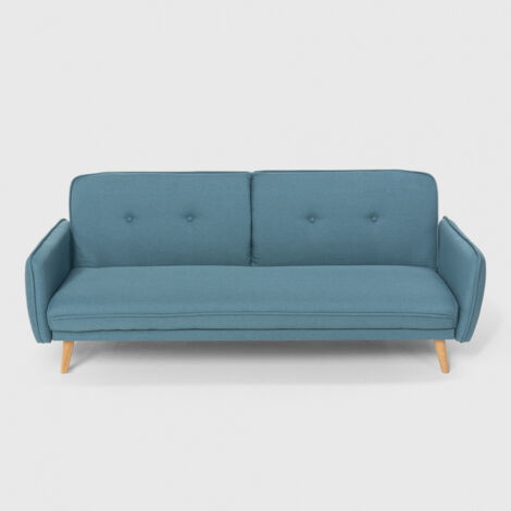 Canapé convertible 3 places clic clac design nordique en tissu Merida - Bleu