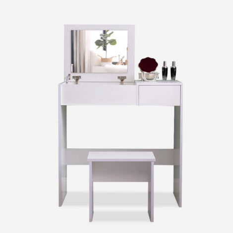 Coiffeuse table de maquillage avec miroir et tabouret Nicole