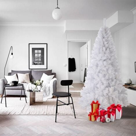 Sapin de Noël blanc 180 cm artificiel design classique traditionnel Gstaad