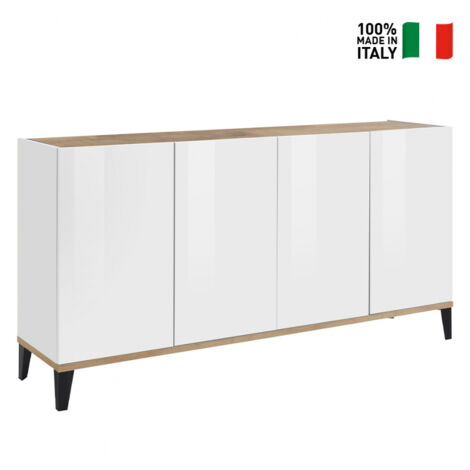 Buffet salon cuisine entrée 160x40cm 4 portes design Audrey Wood