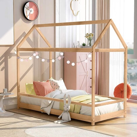 Lit Montessori pour enfant - Lit en forme de maison - Cadre de lit