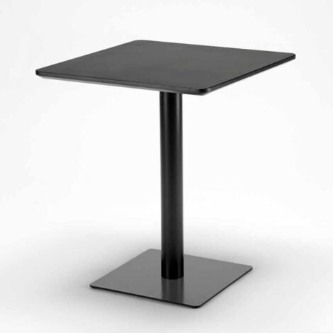 Table De Bar Carrée 80x80 Cm En Bois Massif De Sapin - Pied Central, Finition Havane, Pour Intérieur/extérieur Abrité - 7